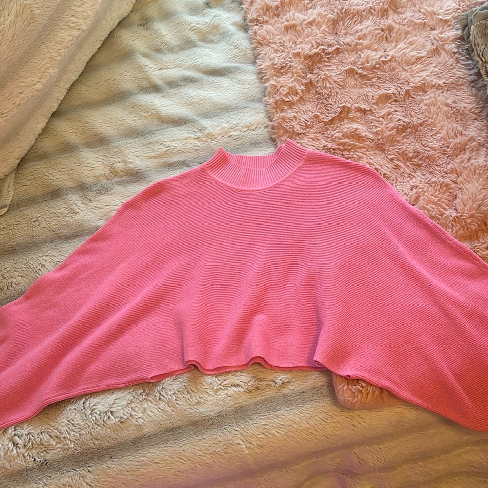 pink crop long sleeve sweater